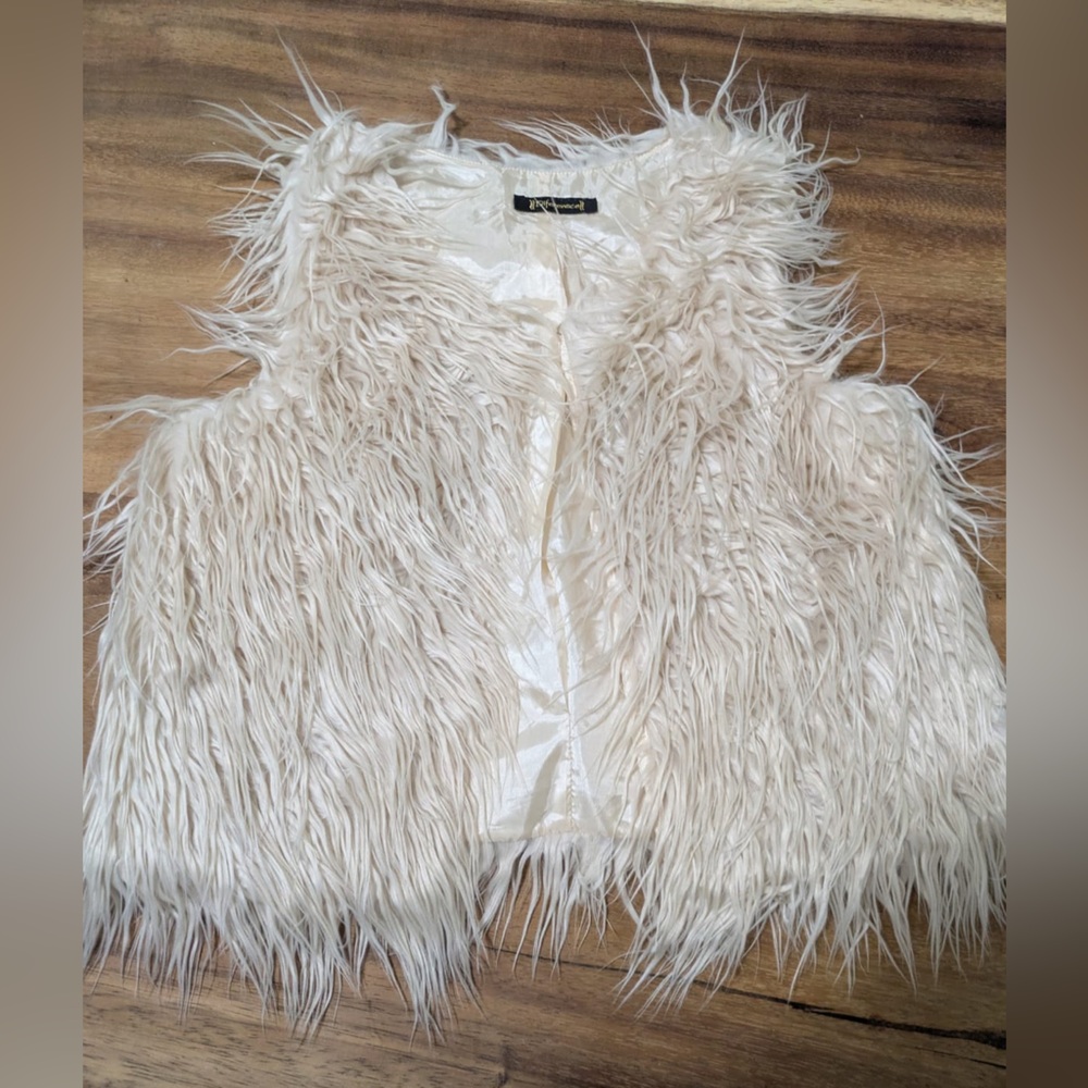 BCBG Cream Faux Fur Vest